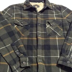Freedom Foundry Shacket Mens M Green Sherpa Lined Plaid Hunting Fishing Hiking